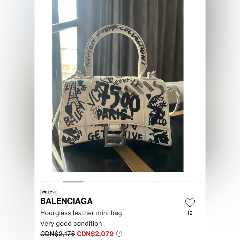 Authentic Balgencia  calfskin Graffiti Hourglass handle bag mini - Picture 11 of 11